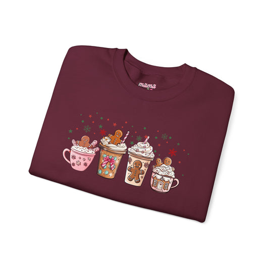 Crewneck Sweatshirt — Cozy Holiday Hot Cocoa & Gingerbread Drinks Design
