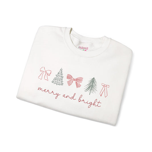 Merry and Bright Holiday Sweatshirt — Minimal Pastel Christmas Crewneck